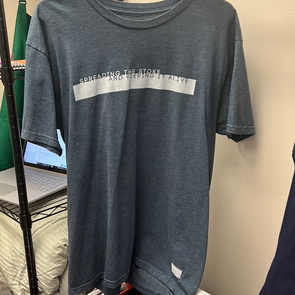 UNISEX Large Heather Blue Grey Surfer Olo Alaia T-shirt Super Soft